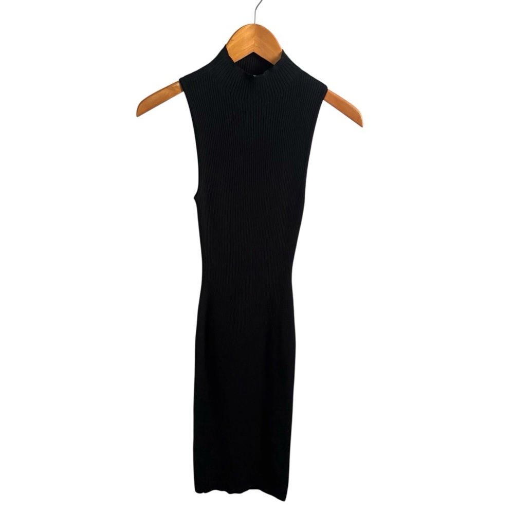 BABATON Open-back Ribbed Black Midi Dress - Picture 1 of 6